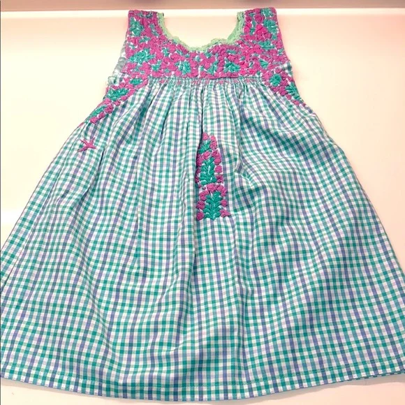 Mi Golondrina Pink and Green Sleeveless Sundress - Picture 1 of 5